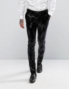 Asos Super Skinny Pants In Black Velvet And Sequins - Black