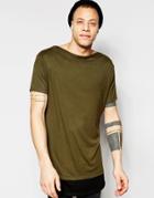 Asos Super Longline T-shirt With Boat Neck And Contrast Hem
