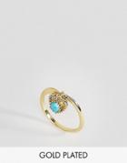 Rock N Rose December Semi Precious Turquoise Birthstone Ring - Gold