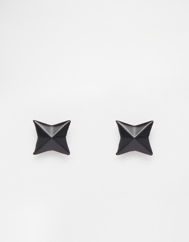 Asos Studded Collar Tips In Matte Black - Black