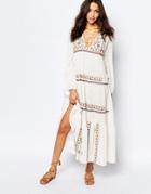 Ba & Sh Vianey Embroidered Maxi Dress In Ecru - Ecru
