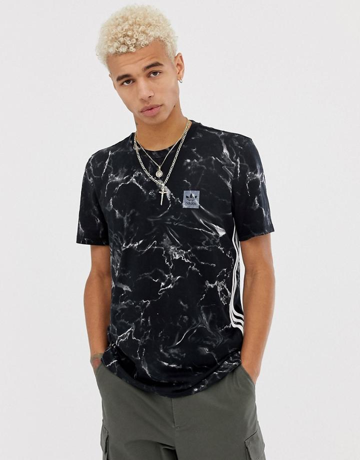 Adidas Skateboarding Marble Stripe T-shirt In Black Dh3902 - Black
