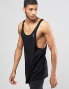 Religion Loose Fitting Tank In Longline With Curved Hem - Black