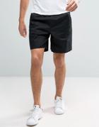 Asos Elasticated Waist Shorts In Black - Black