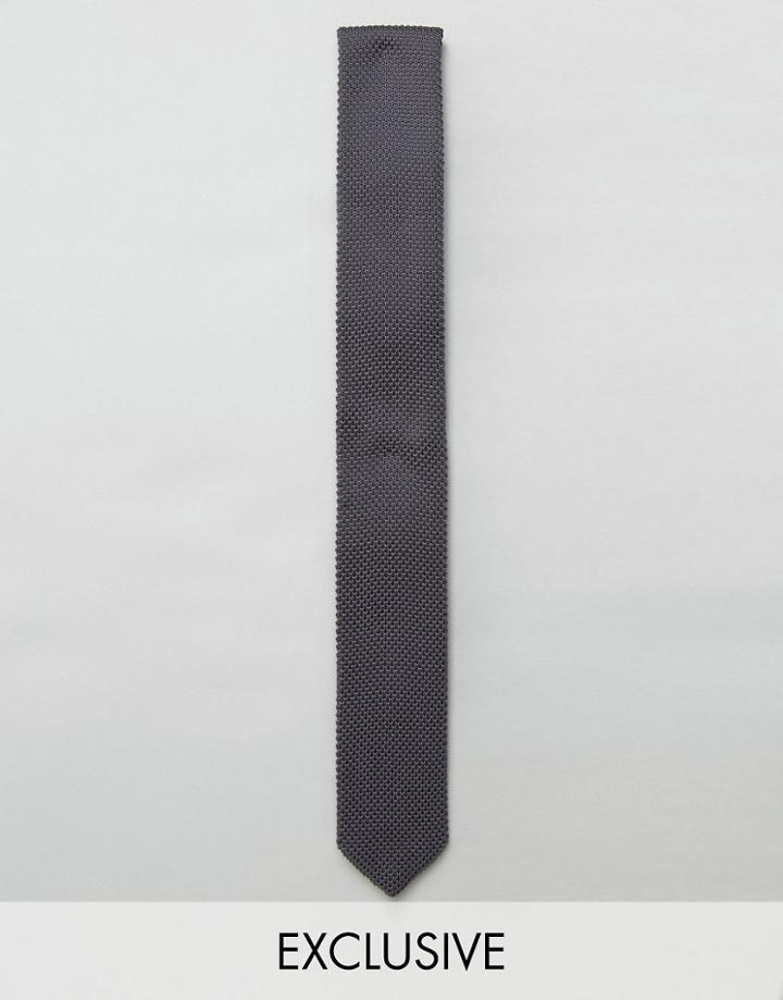 Heart & Dagger Knitted Slim Blade Tie - Gray
