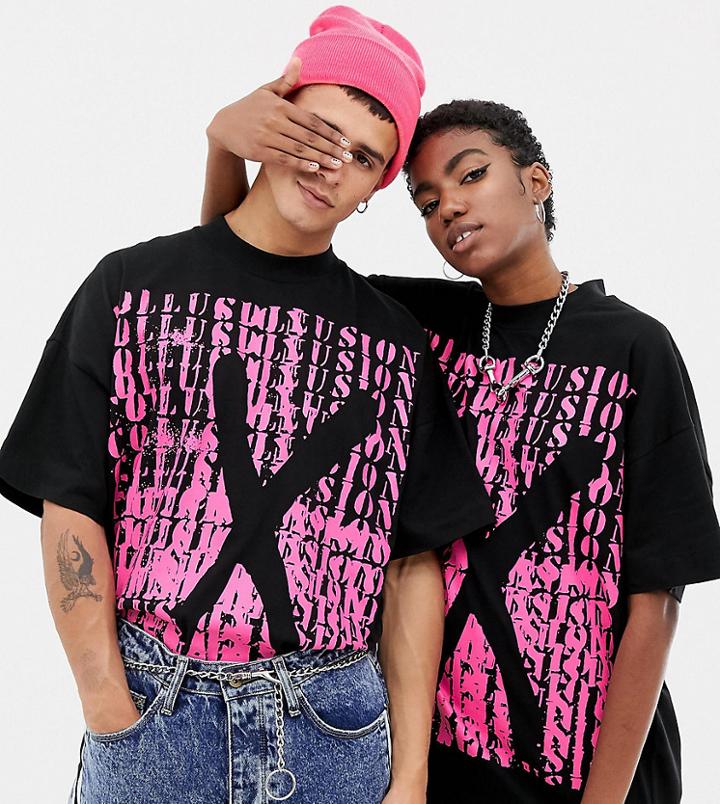 Collusion Unisex X Rene Matic Oversized Printed T-shirt In Black - Black