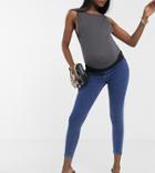 Topshop Maternity Joni Underbump Skinny Jeans In Mid Wash-blue