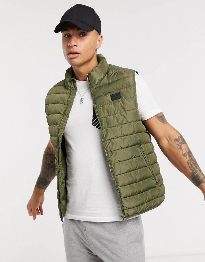 Jack & Jones Padded Vest In Green