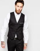 Heart & Dagger Vest With Multi Color Fleck In Skinny Fit - Black