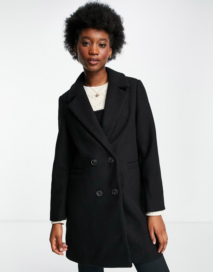 Stradivarius Double Breasted Tailored Coat In Black