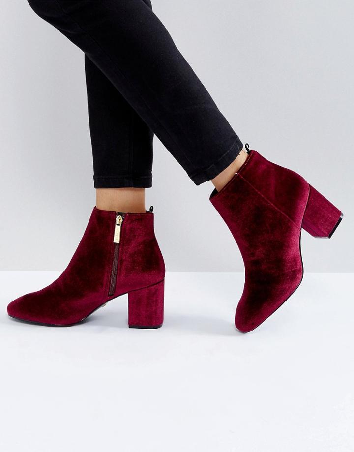 Ivyrevel Velvet Heeled Ankle Boot - Red