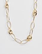 Asos Design Necklace With Interlocking And Open Link 70s Style Chain In Gold - Gold