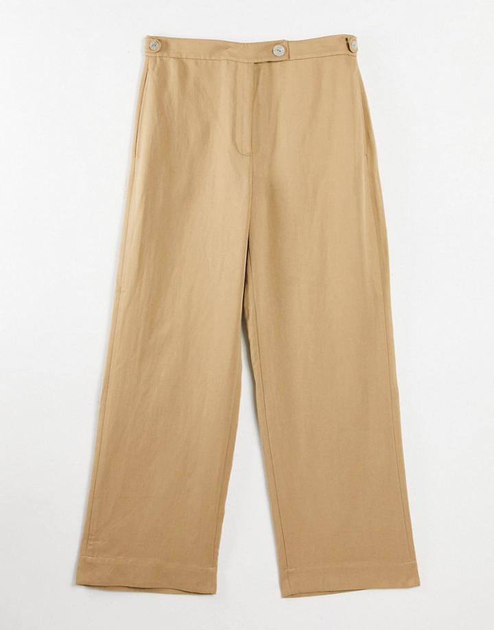 & Other Stories Linen Pants With Pleat Detail In Beige-neutral