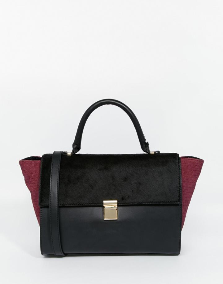 Asos Leather Top Handle Bag With Contrast Sides - Multi