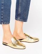 Asos Movie Leather Mule Loafers - Gold