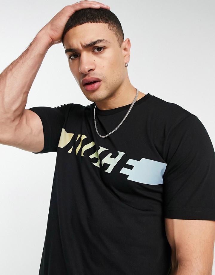 Nicce Omaze Chest Print T-shirt In Black