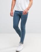 New Look Super Skinny Jeans In Blue Mid Wash - Blue
