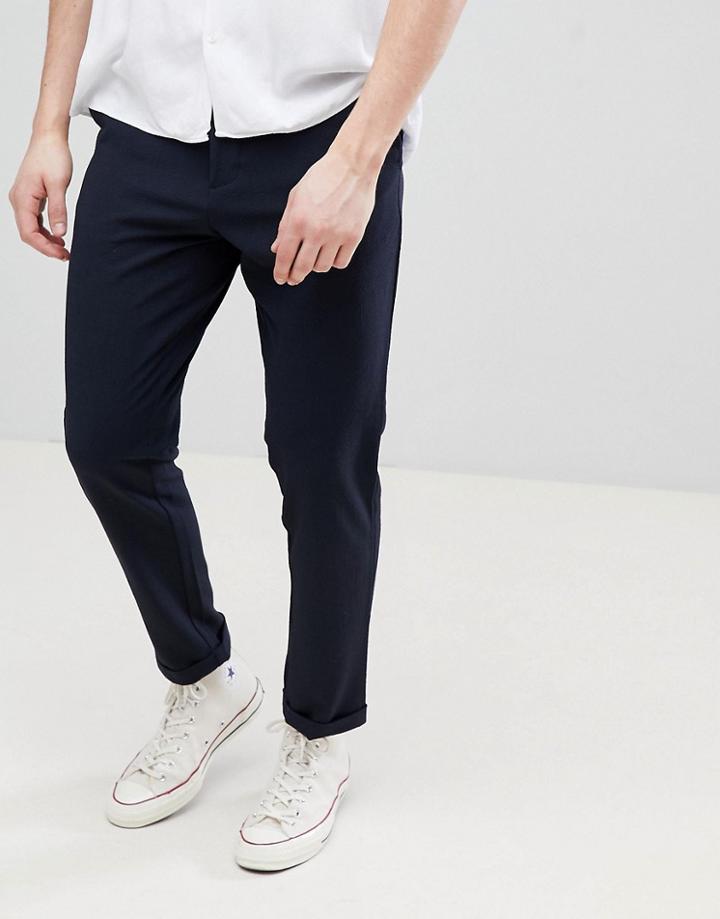 For Smart Textured Pants In Navy