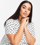 Yours Smock Maxi Dress In White With Black Polka Dot