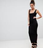 Asos Design Tall Square Neck City Maxi Bodycon Dress - Black