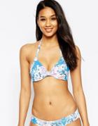 Asos Fuller Bust Stripe Oriental Print Hidden Underwire Bikini Top Dd-g - Stripe Oriental