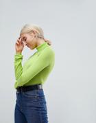 Asos Sweater With Roll Neck And Rib Detail - Green