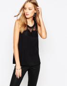 See U Soon Sleeveless Top With Eyelash Lace Insert - Black