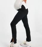 Asos Design Maternity High Waist Split Hem Bengaline Pant In Black