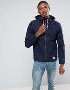 Tom Tailor Light Weight Hooded Jacket In Flecked Cotton - Navy