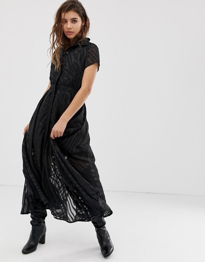 Religion Midi Shirt Dress In Jacquard - Black