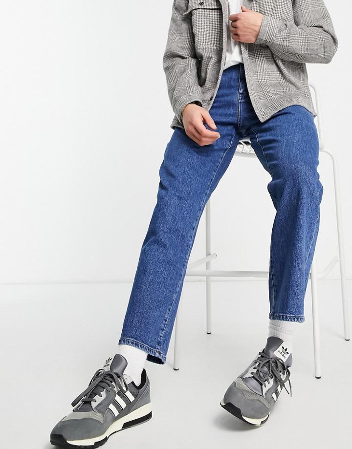 Selected Homme Kobe Organic Cotton Loose Fit Jeans In Dark Blue