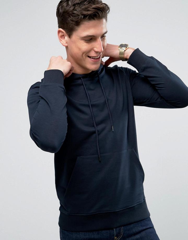 Jack & Jones Core Hoodie In Sports Jersey - Navy