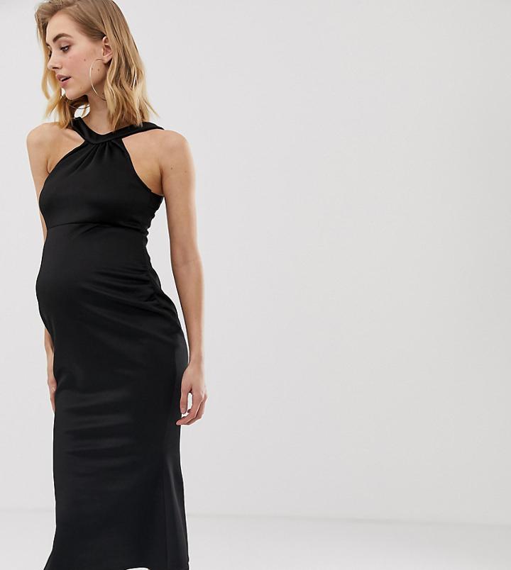 Asos Design Maternity Halter Midi Dress - Black