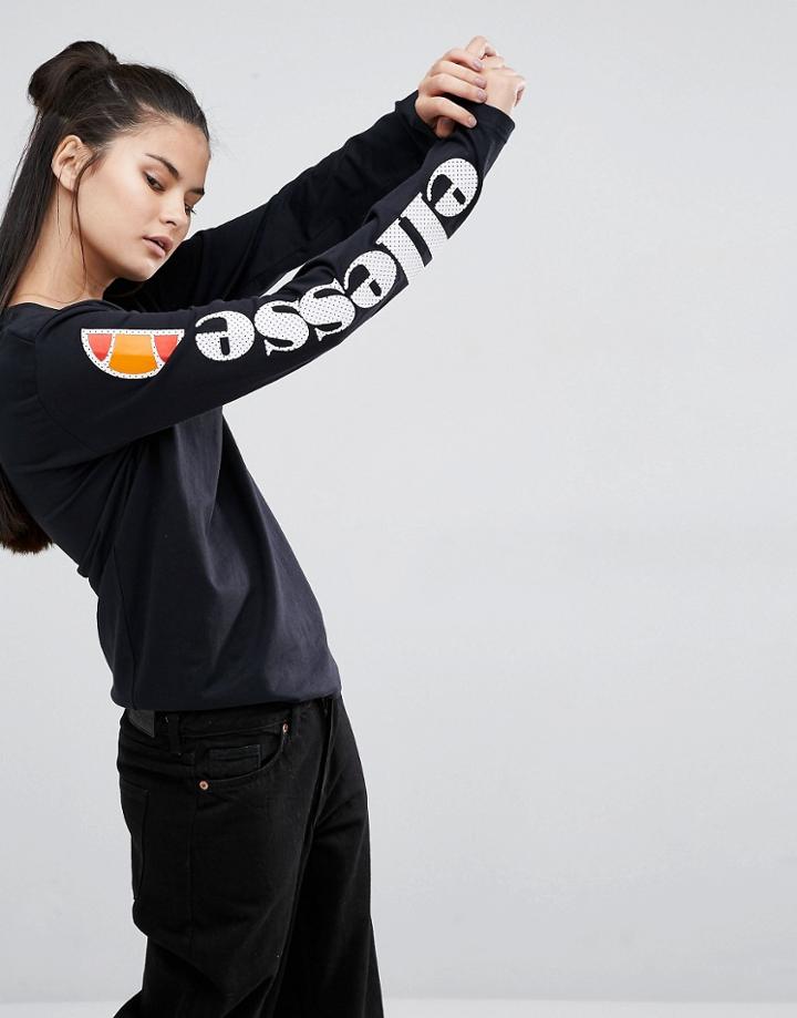 Ellesse Long Sleeve Top With Side Logo - Black