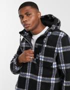 Asos Design Wool-blend Pullover Jacket In Blue Plaid