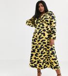 Asos Design Curve Exclusive Wrap Maxi Dress In Cow Animal Print-multi