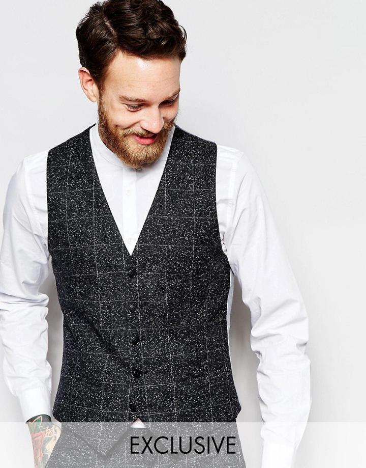 Noak Skinny Suit Vest With Fleck - Gray