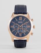 Boss By Hugo Boss 1513320 Ambassador Chronograph Leather Watch In Navy - Blue