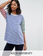 Asos Maternity Top In Contrast Stripe - Multi