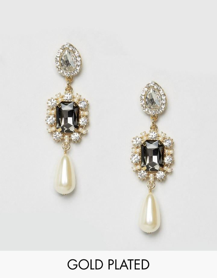 Johnny Loves Rosie Pearl Drop Statement Earrings - Gold