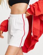 Topshop Airtex Runner Short With Contrast Piping In White - Part Of A Set
