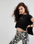 Criminal Damage Sleeveless Crop Top Tank With Tie Sides - Black