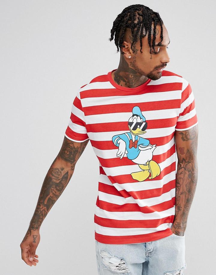 Asos Donald Duck Stripe T-shirt - Red