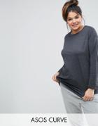 Asos Curve Ultimate Long Sleeved Tunic Oversized T-shirt - Gray