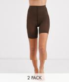 Asos Design Anti-chafing Shorts 2 Pack In Umber-brown