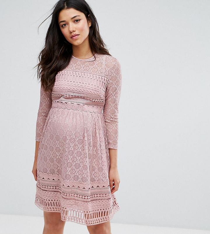 Asos Maternity Premium Lace Skater Mini Dress - Purple