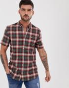 River Island Short Sleeved Check Shirt In Red