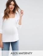 Asos Maternity Square Neck Long Sleeve Tee - White