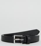 Asos Plus Smart Faux Leather Super Skinny Belt In Black - Black