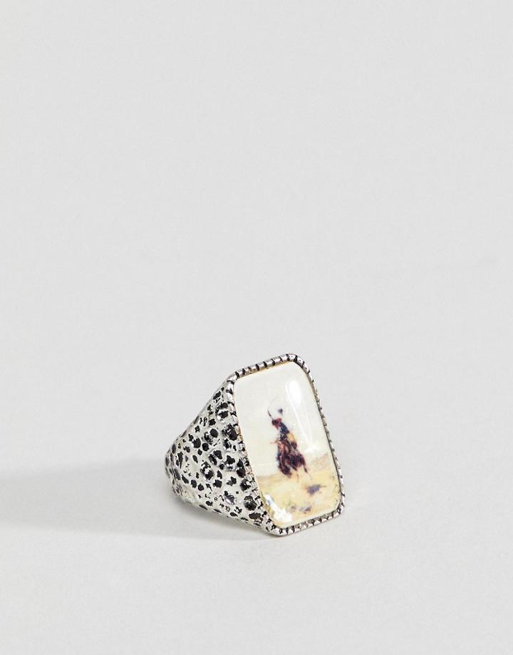Asos Design Chunky Statement Western Ring - Silver